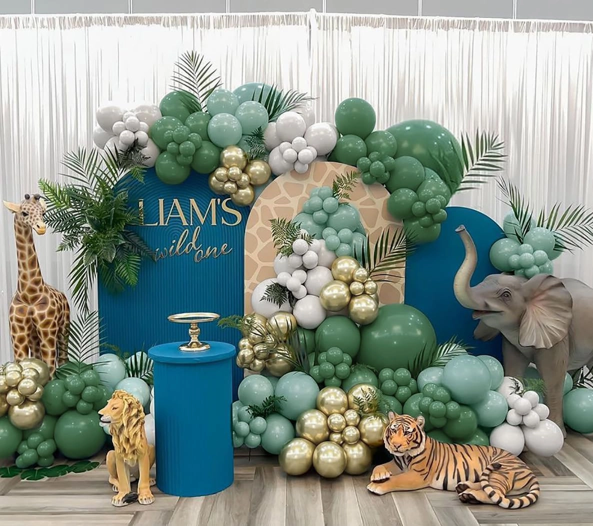 Dusty Green Gold Balloon Garland Double Stuffed White Light Green Gold Balloon Arch Different Sizes Balloons Kit For Baby Shower Birthday Wedding Anniversary Graduation Party Decorations