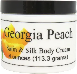 Eclectic Lady Georgia Peach Satin and Silk Cream, Body Cream, Body Lotion, 4 oz - Shea Butter, Aloe, Silk Amino Acids, Vitamin E, Phthalate-Free, Handcrafted in USA - Perfect For Women
