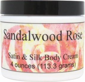 Eclectic Lady Sandalwood Rose Satin and Silk Cream, Body Cream, Body Lotion, 4 oz - Shea Butter, Aloe, Silk Amino Acids, Vitamin E, Phthalate-Free, Handcrafted in USA - Perfect For Women