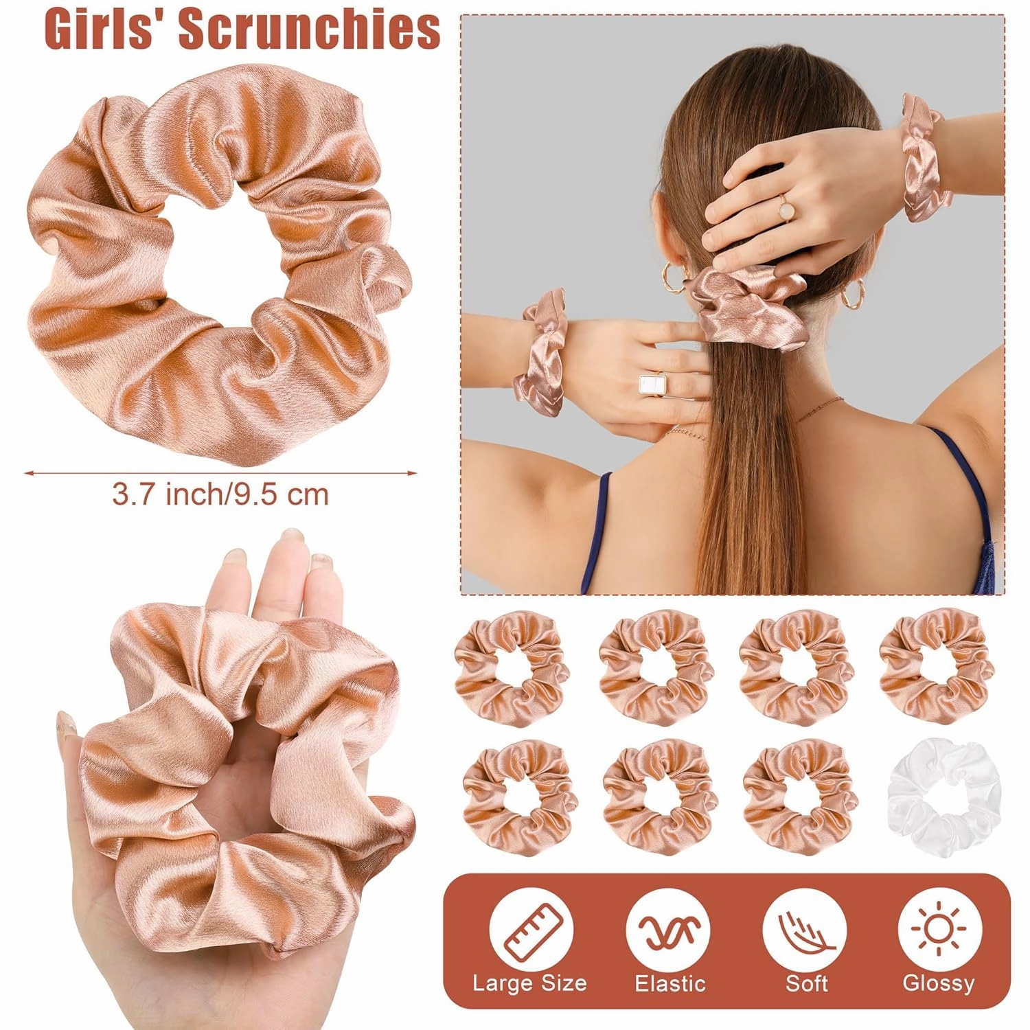Elcoho 32 Pieces Bridesmaid Scrunchies Proposal Gifts Bachelorette Hair Claws Scrunchies Hair Clip Heart-shaped Sunglasses Girls Combs Gift for Bridesmaid Wedding Party Favors, Rose Gold White