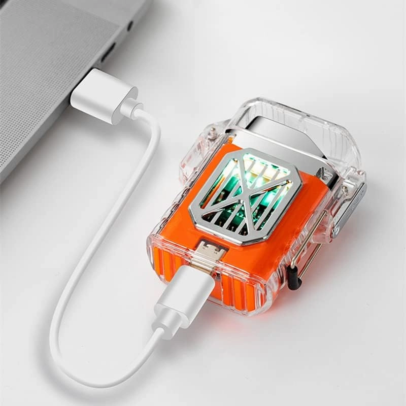 Electronic Plasma Lighter with Transparent case Waterproof Double Arc Lighter Type-C Rechargeable Electronic Lighter (Pink)