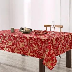 Elrene Home Fashions Woodland Spruce Metallic Foil Printed Fabric Holiday/Christmas Rectangle Dining Tablecloth, 60"x120"