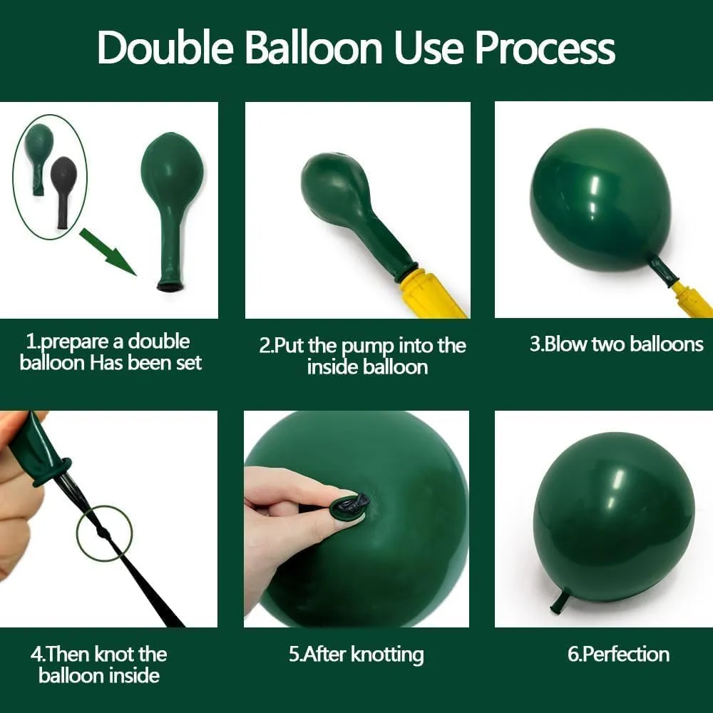 Emerald Green Gold Balloons Garland Double Stuffed Dark Green Gold Balloons Hunter Forest Metallic Arch Kit for Birthday Baby Shower Wedding Graduation Jungle Party Decorations