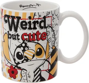 Enesco Disney Britto Midas Lilo and Stitch Weird but Cute Coffee Mug, 18 Ounce, Multicolor