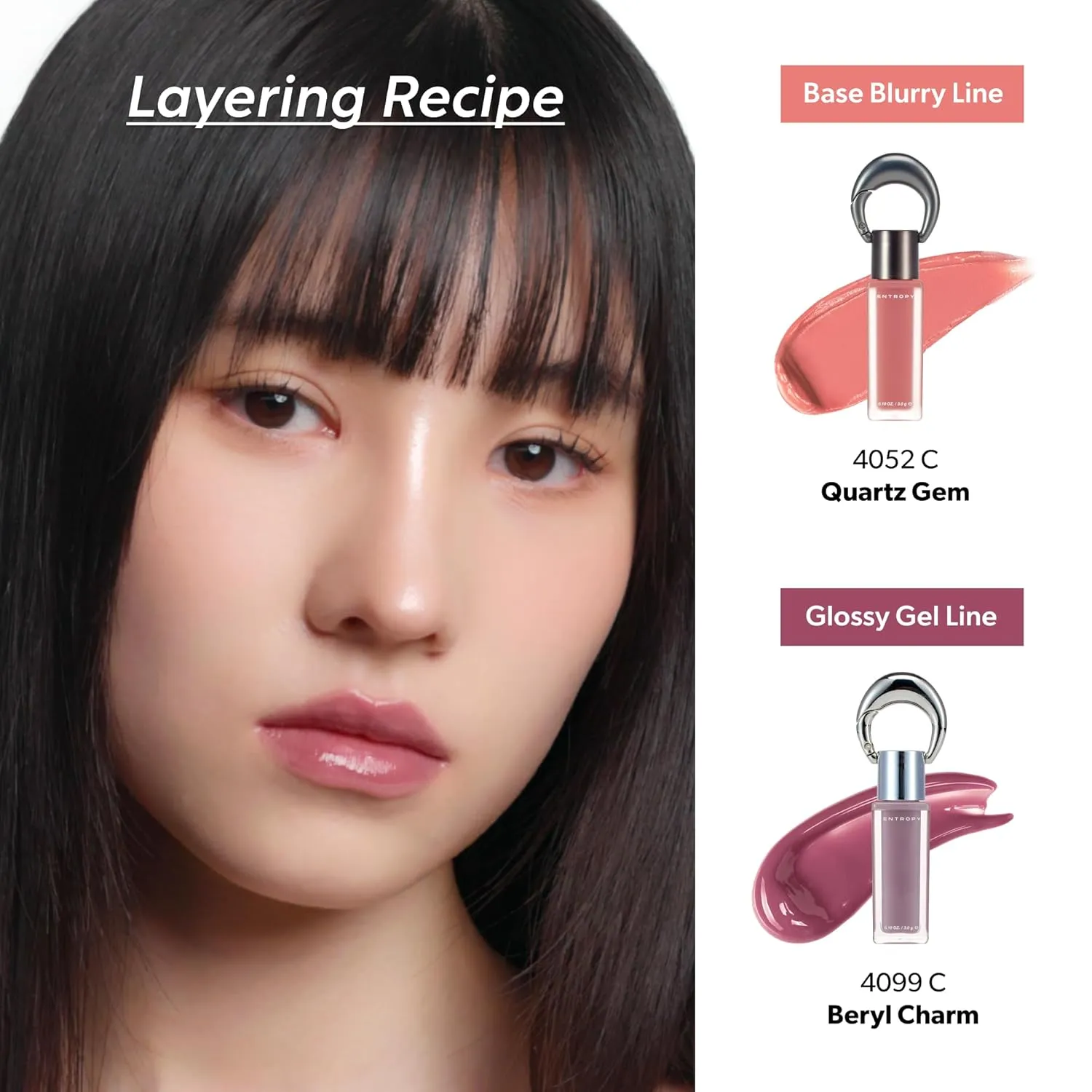 ENTROPY Makeup 2-in-1 Charm Shiny Glowy Lip & Cheek Gloss Tint Keychain, High Pigment Glossy Lip Color & Plumping Gloss, C3 Ruby Charm