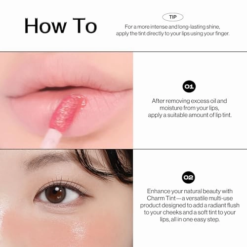 ENTROPY Makeup 2-in-1 Charm Shiny Glowy Lip & Cheek Gloss Tint Keychain, High Pigment Long Lasting Lip Color & Plumping Gloss, C2 Water Rose Charm
