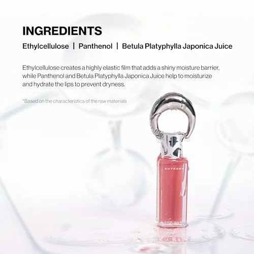 ENTROPY Makeup 2-in-1 Charm Shiny Glowy Lip & Cheek Gloss Tint Keychain, High Pigment Long Lasting Lip Color & Plumping Gloss, C2 Water Rose Charm