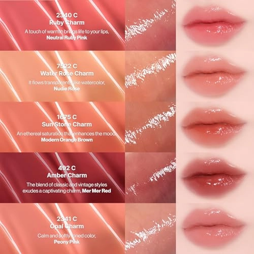 ENTROPY Makeup 2-in-1 Charm Shiny Glowy Lip & Cheek Gloss Tint Keychain, High Pigment Long Lasting Lip Color & Plumping Gloss, C6 Water Wood Charm