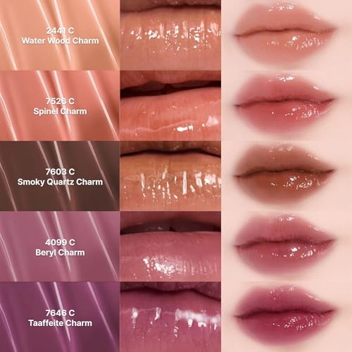 ENTROPY Makeup 2-in-1 Charm Shiny Glowy Lip & Cheek Gloss Tint Keychain, High Pigment Long Lasting Lip Color & Plumping Gloss, C6 Water Wood Charm