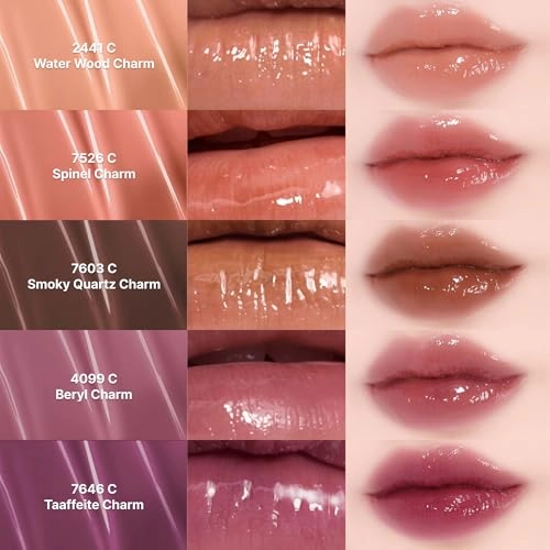 ENTROPY Makeup 2-in-1 Charm Shiny Glowy Lip & Cheek Gloss Tint Keychain, High Pigment Long Lasting Lip Color & Plumping Gloss, C6 Water Wood Charm