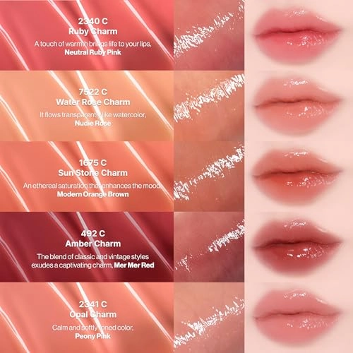 ENTROPY Makeup 2-in-1 Charm Shiny Glowy Lip & Cheek Gloss Tint Keychain, High Pigment Long Lasting Lip Color & Plumping Gloss, C7 Spinel Charm