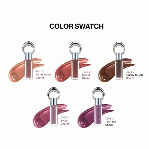 ENTROPY Makeup 2-in-1 Charm Shiny Glowy Lip & Cheek Gloss Tint Keychain, High Pigment Long Lasting Lip Color & Plumping Gloss, C7 Spinel Charm