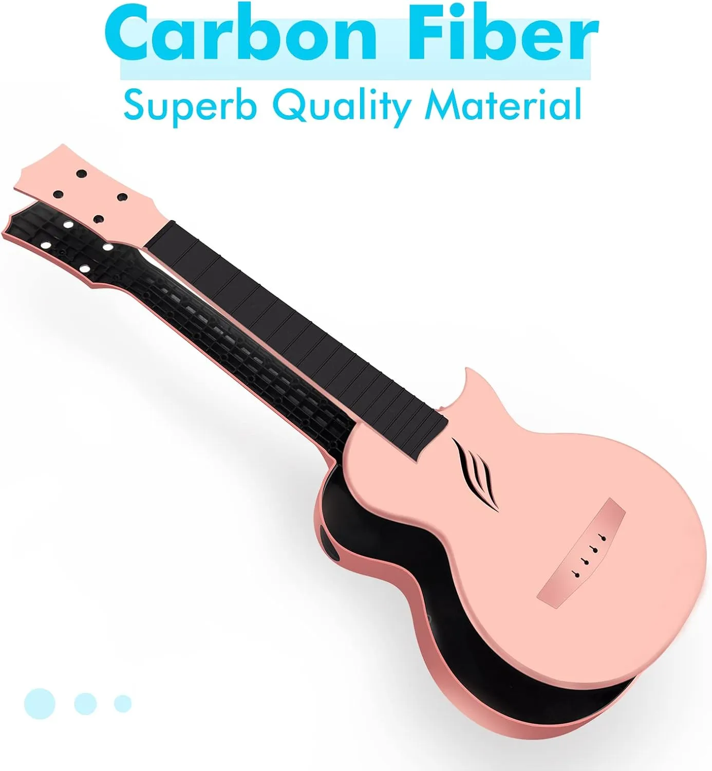 Enya Concert Ukulele Nova U 23’’ Carbon Fiber Travel Ukulele with Beginner Kit includes online lessons, case, strap, capo and strings (Pink)