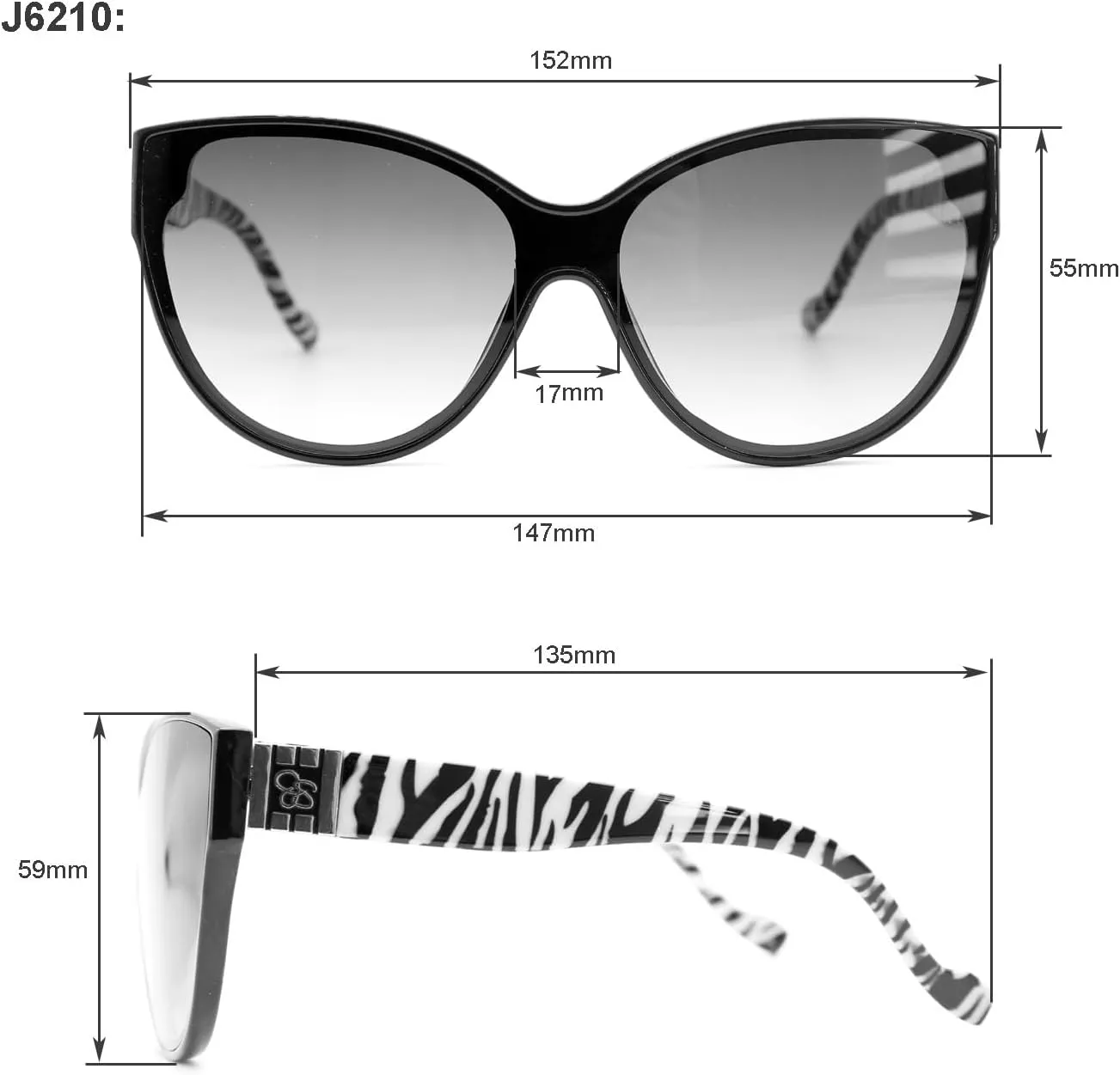 essica Simpson Women's J6214 Oversized Cat Eye Square Sunglasses