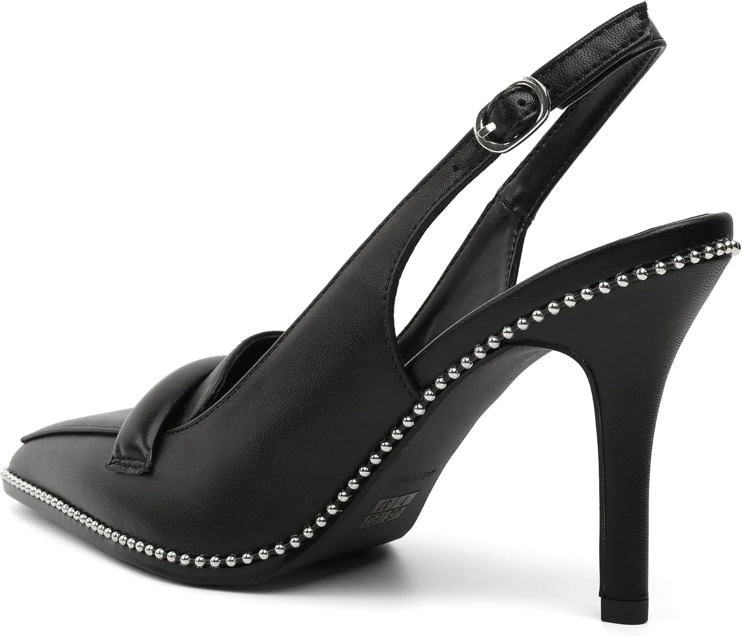 Esvowido Slingback Heels for Women Stilettos Beaded Pointed Toe Shoes Slip On Loafers Pumps High Heel Shoes for Women
