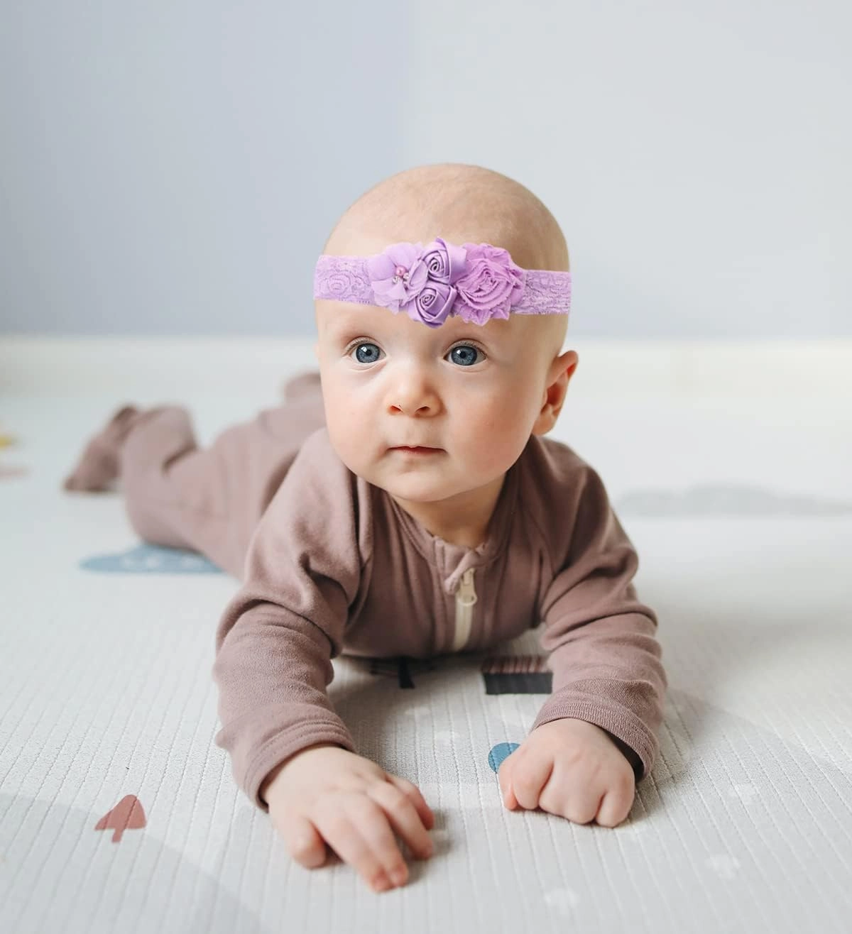 Ever Fairy Chiffon Lace Flower Baby Girls Turban Headband Head Wrap With Pearl