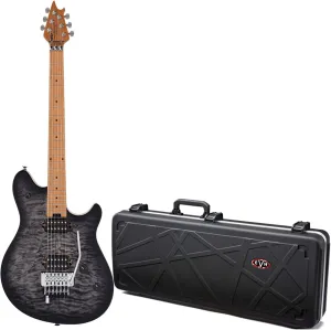 EVH Wolfgang Special QM Electric Guitar with Exquisite Quilted Maple Top - 6-String Electric Guitar with Smooth Maple Fingerboard (Charcoal Burst) Bundle with Hard Case (2 Items)