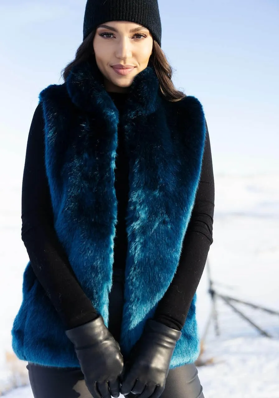 Fabulous-Furs Donna Salyers Rose Quartz Mink Faux Fur Couture Hook Vest