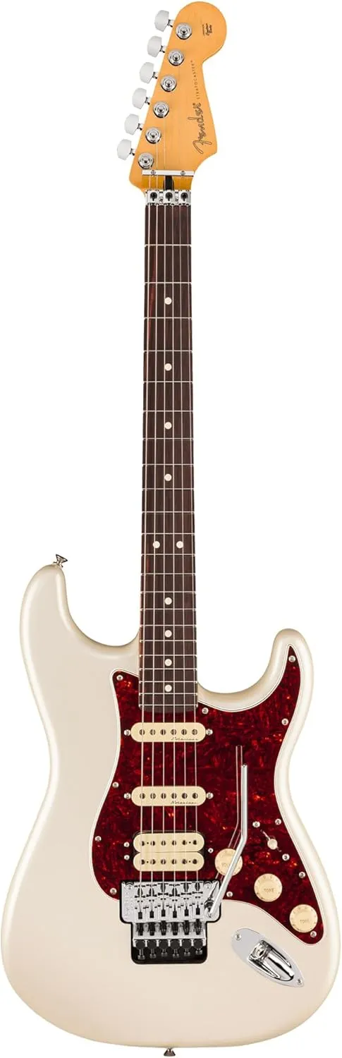 Fender Player II Modified Stratocaster HSS Floyd Rose - Olympic Pearl Bundle with Gig Bag, Strap, Cable, 3-Pack Picks, and Guitar Cleaning Kit