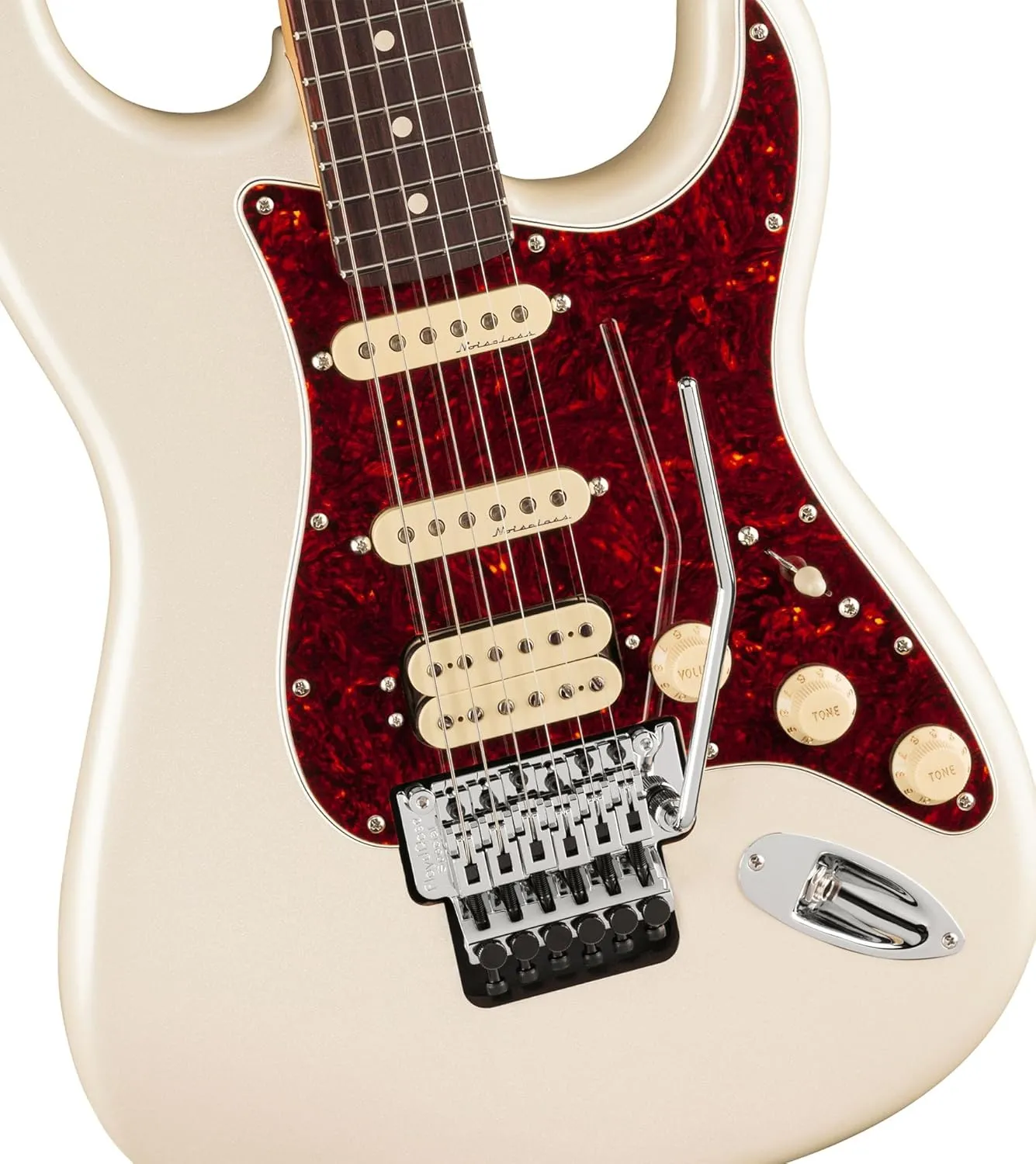 Fender Player II Modified Stratocaster HSS Floyd Rose - Olympic Pearl Bundle with Gig Bag, Strap, Cable, 3-Pack Picks, and Guitar Cleaning Kit