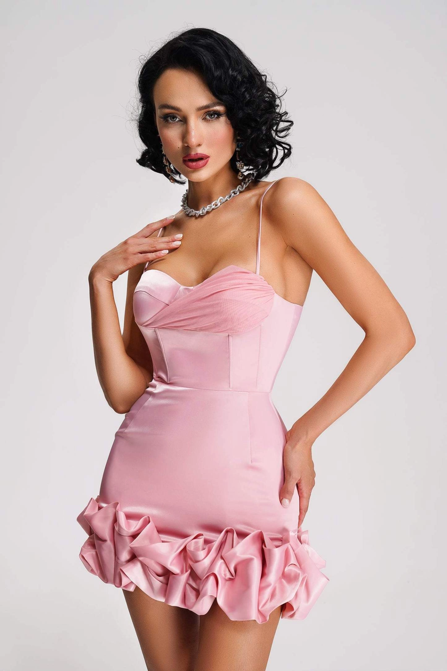 Fennel Satin Mini Dress - Peach