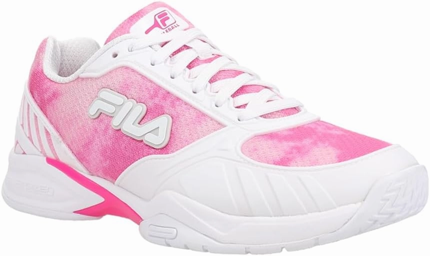 Fila Volley Zone Tie Dye Womens Pickleball Shoe Pink Glo/White/Metallic Silver