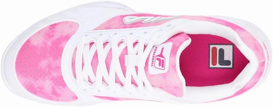 Fila Volley Zone Tie Dye Womens Pickleball Shoe Pink Glo/White/Metallic Silver