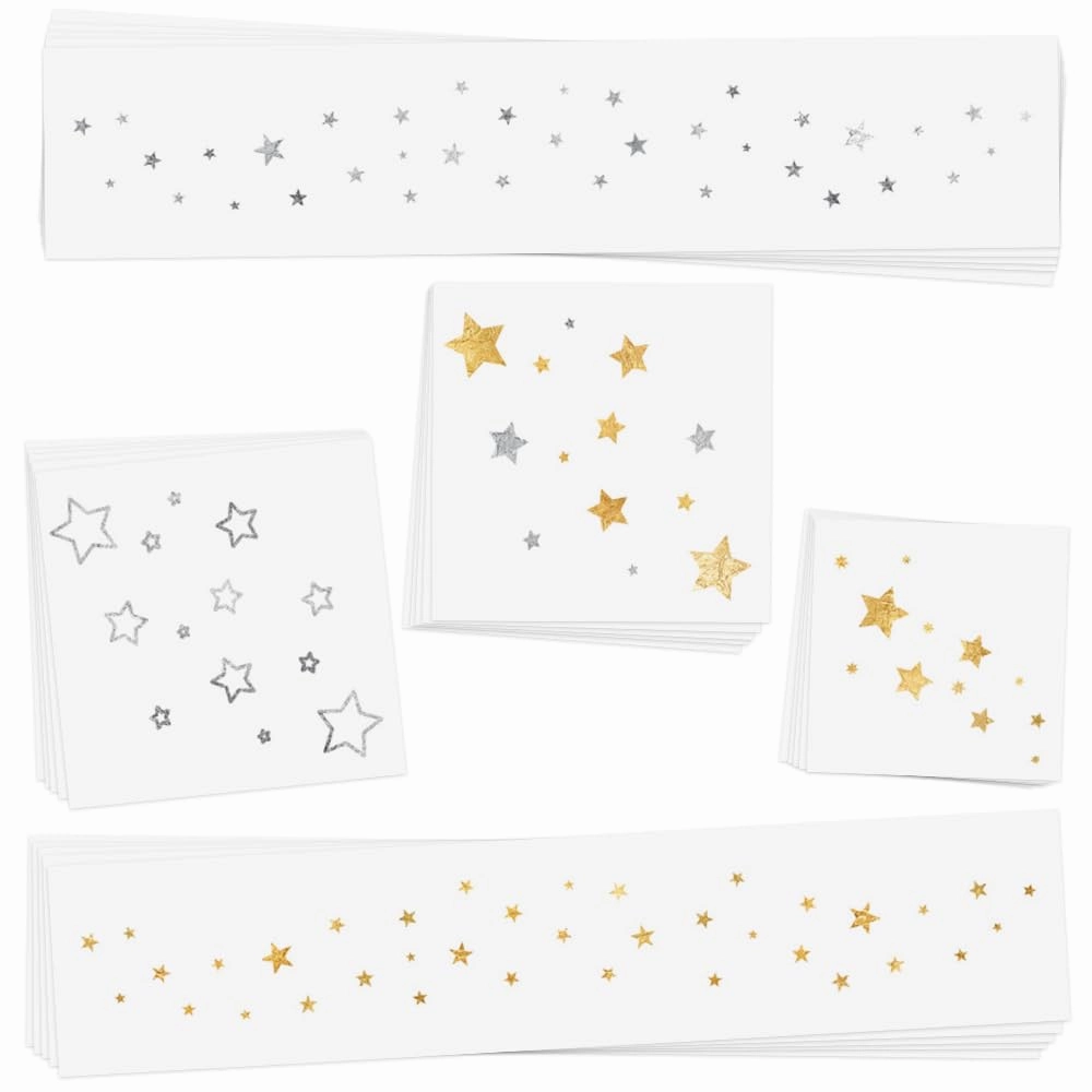 Flash Tattoos Starkissed temporary tattoos | 25 temporary tattoos | Premium waterproof metallic silver and gold glitter face Flash Tattoos | Face Sparkle, Face Glitter| Tattoo Freckles