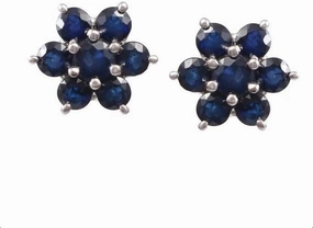 Flower Natural Blue Sapphire Stud Earrings 925 Sterling Silver Statement Jewelry September Birthstone Engagement Wedding Stud Earrings For Women