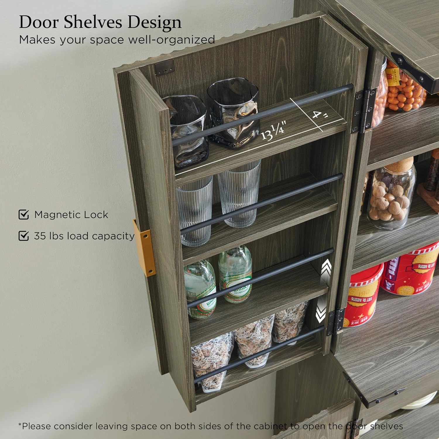 Fluted Pantry Cabinet, 72" Tall Modern Storage Cabinet with 4 Doors, Organizer, Drawer and Adjustable Shelves, Wood Cupboard for Kitchen, Dining Room, Living Room and Bathroom, Army Green