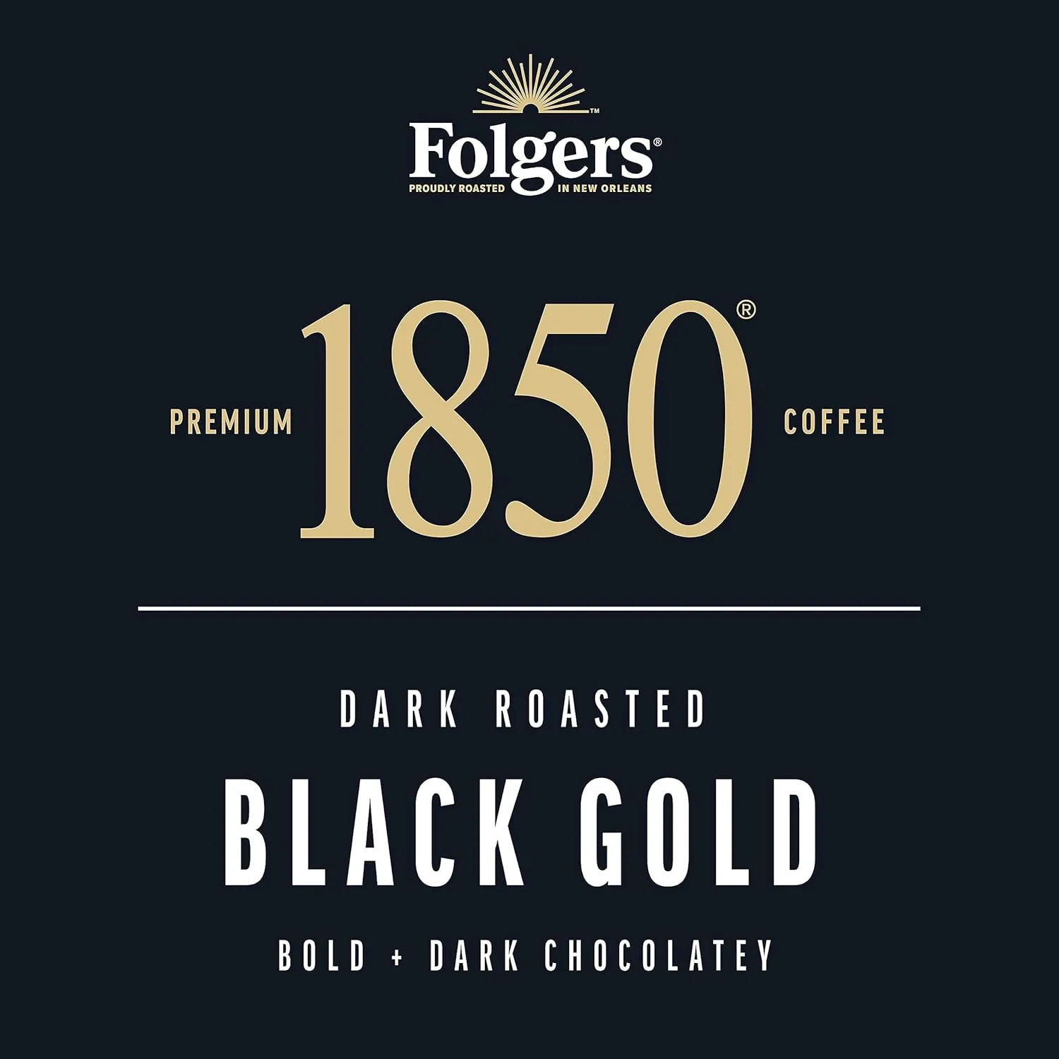 Folgers 1850 Black Gold Dark Roast Coffee, 60 Keurig K-Cup Pods