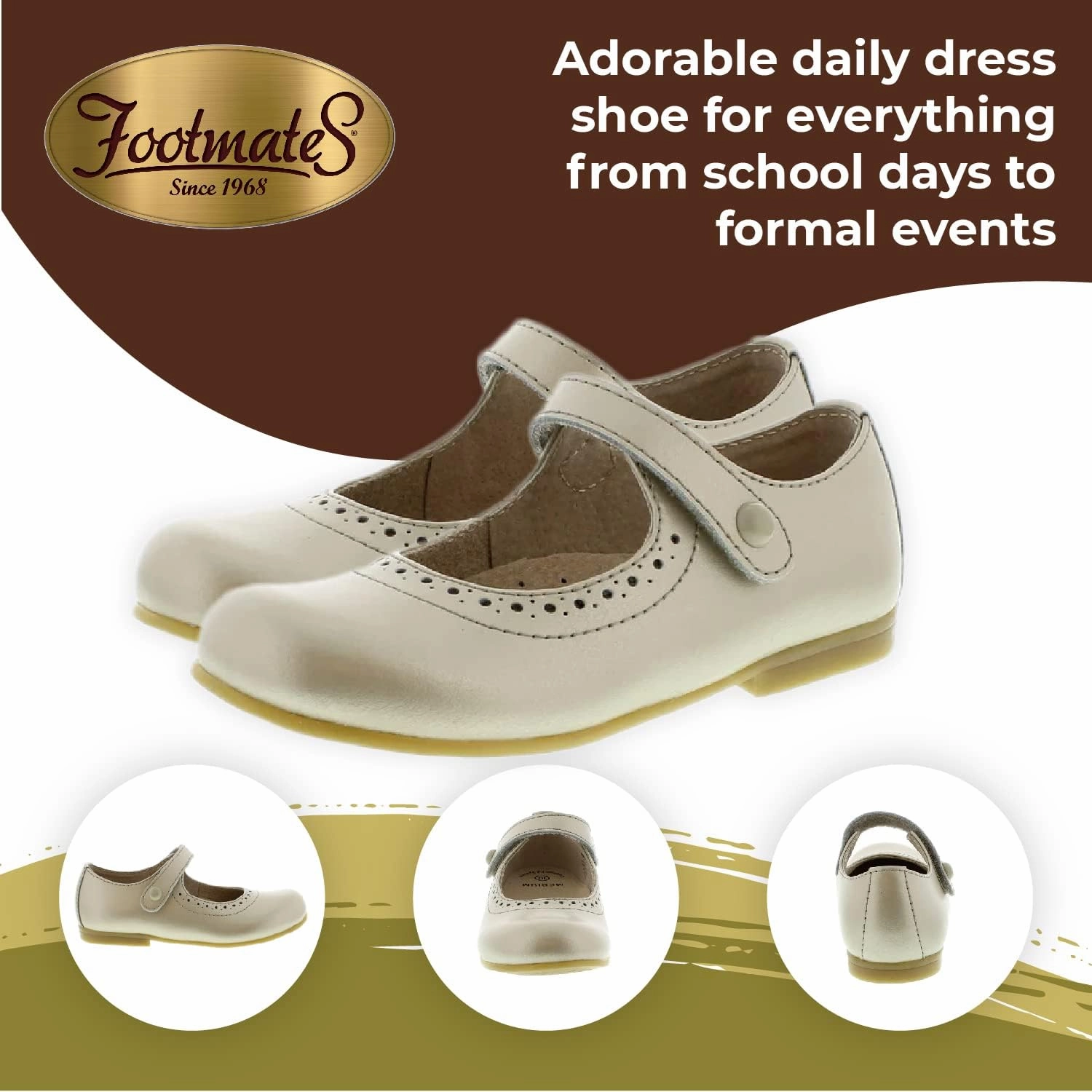 FOOTMATES Emma Patent Leather Mary Jane Girls Party Dress Shoes with Custom-Fit Insoles, Hard Bottom, Slip-Resistant Non-Marking Outsoles - for Toddlers and Little Kids, Ages 1-8