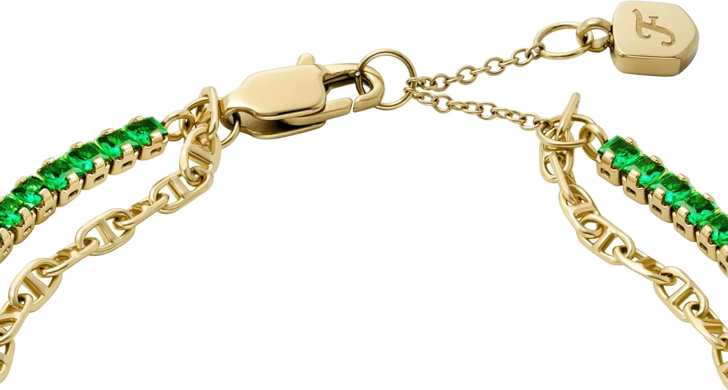 Fossil Women's Stainless Steel Gold-Tone Beaded Bracelet