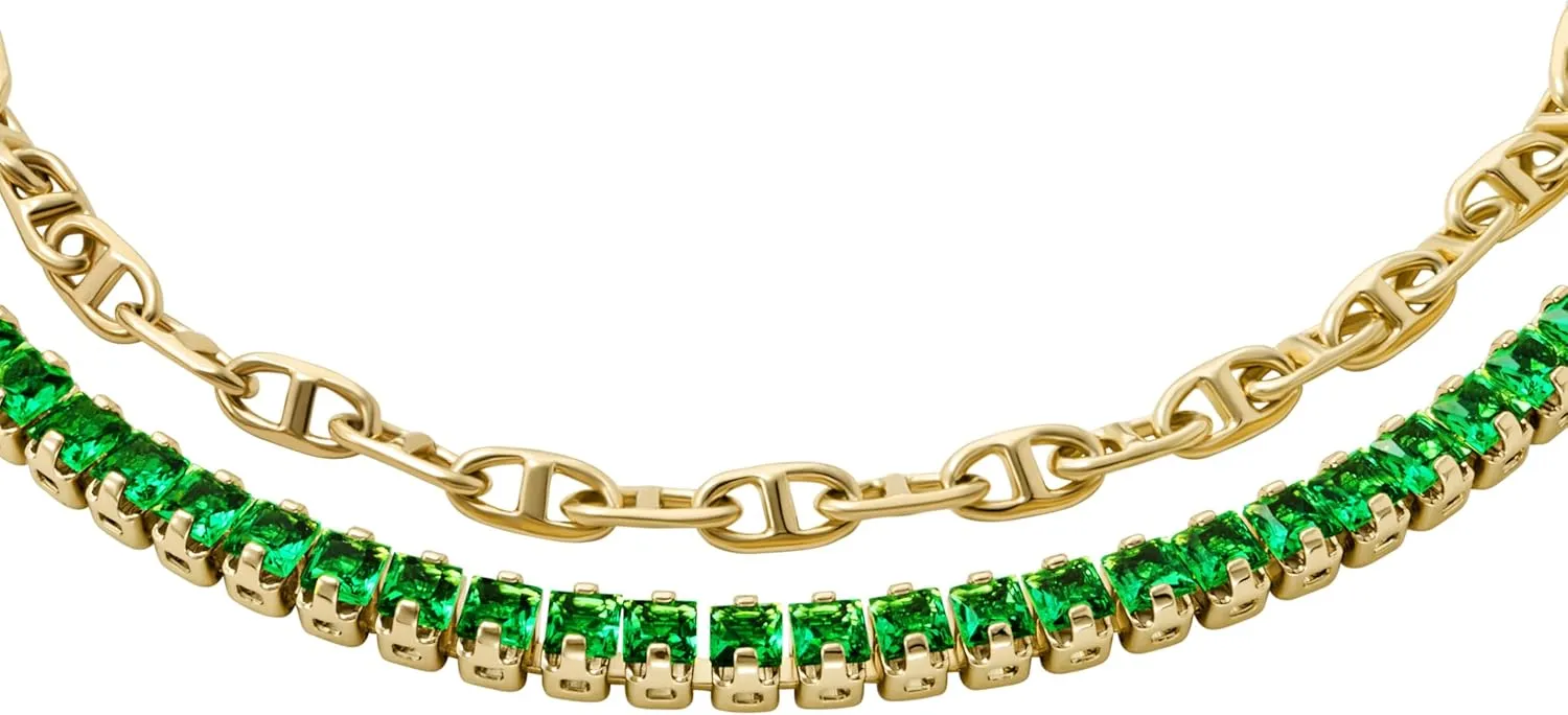 Fossil Women's Stainless Steel Gold-Tone Beaded Bracelet