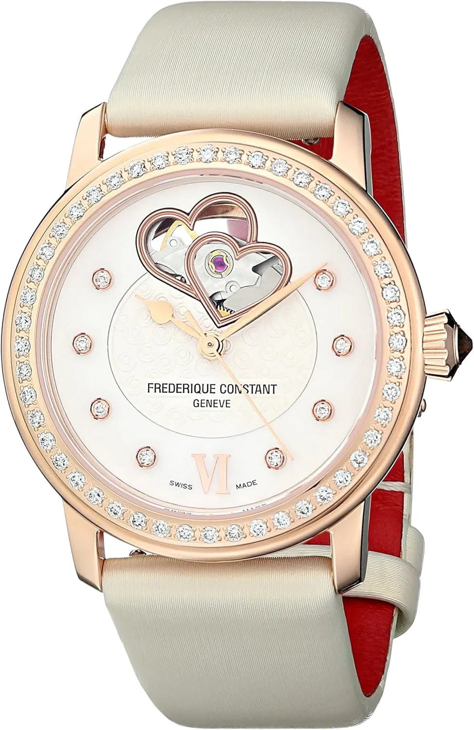 Frederique Constant Women's FC310WHF2PD4 Double Heart Analog Display Swiss Automatic White Watch