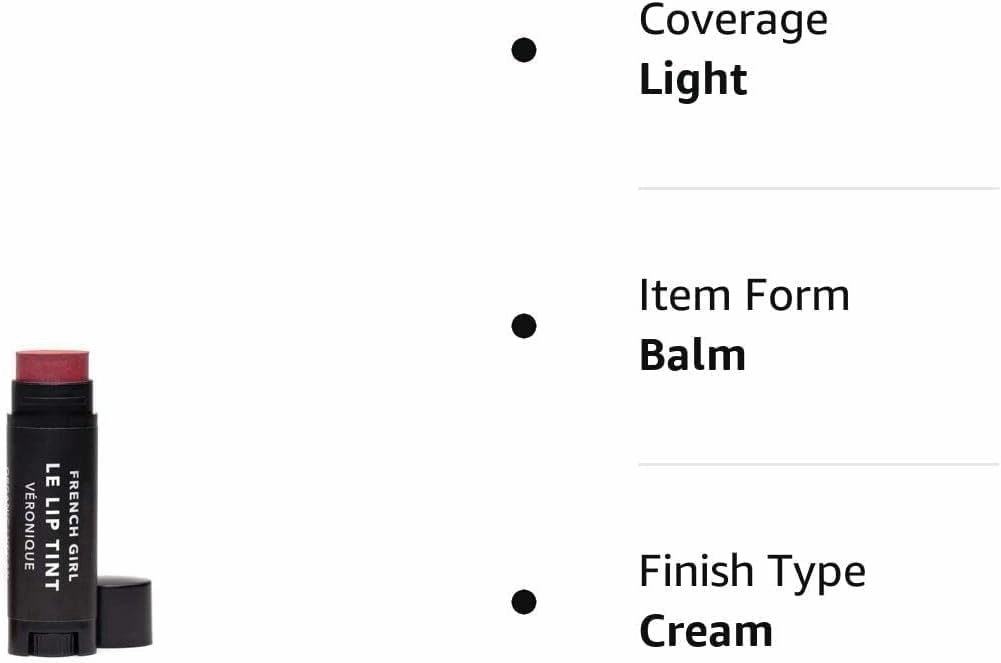 French Girl Le Lip Tint - Moisturizing & Hydrating Lip Balm for Sheer, Buildable Coverage & Shine, Clean Formula, Organic Ingredients, Vegan & Cruelty-Free - Veronique