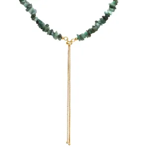 Gempires Green Emerald Crystal Beaded Necklace May Birthstone Gemstone Jewelry Hypoallergenic 24 Inch Gold Plated Handmade Slider Necklaces For Women.