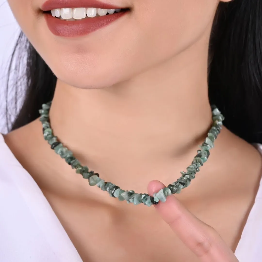 Gempires Green Emerald Crystal Beaded Necklace May Birthstone Gemstone Jewelry Hypoallergenic 24 Inch Gold Plated Handmade Slider Necklaces For Women.