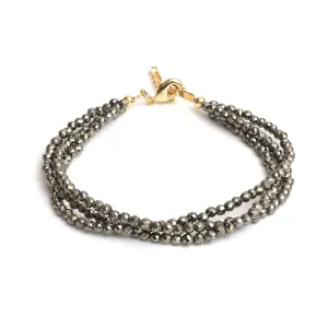 Gempires Handmade Pyrite Beaded Bracelet Multi Strand Gemstone Jewelry Hypoallergenic 8 Inch Gold Plated Stylish Western Jewelry For Women