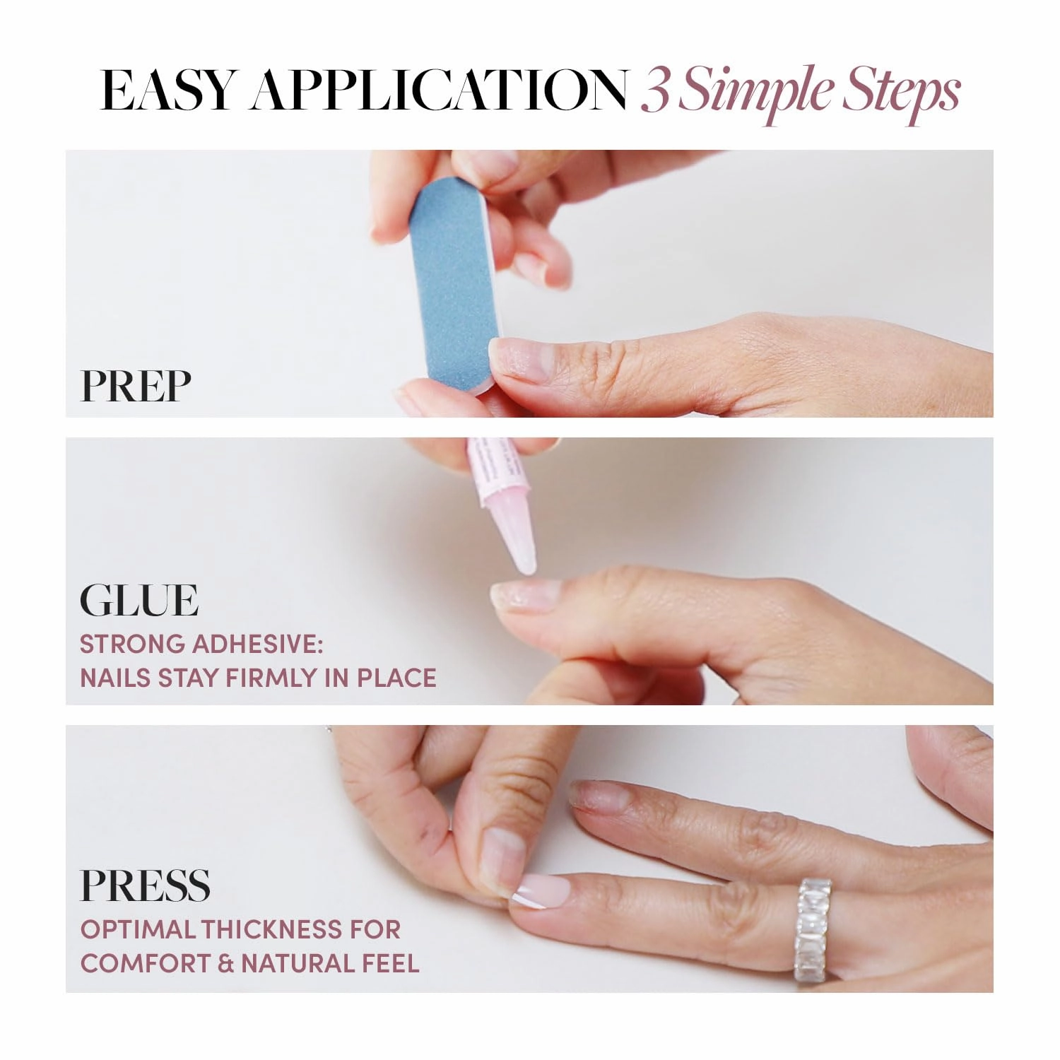 Glamnetic Press On Nails - Fairy Dust | Short Oval Beige-Pink Nails with a Mesmerizing Metallic Finish | 15 Sizes - 30 Nail Kit with Glue