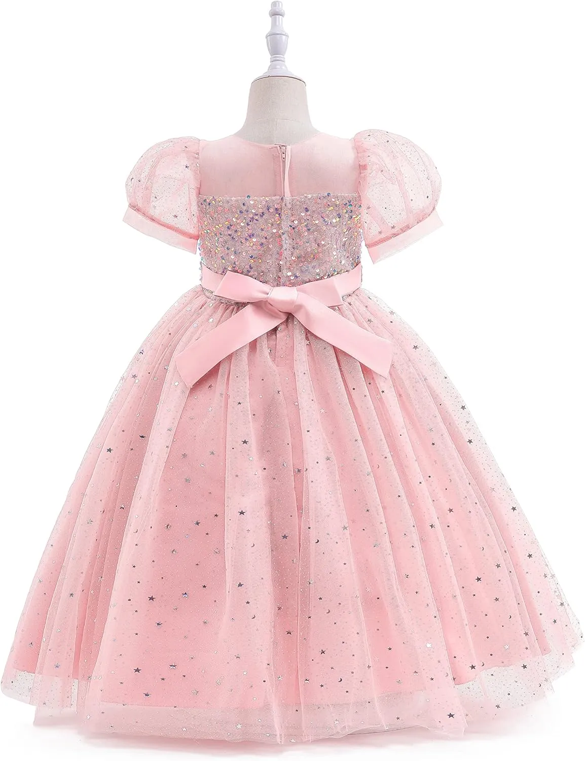 Glamulice Flower Girls Sparkle Tulle Puff Sleeves Vintage Dress Princess Wedding Bridesmaid Party Holiday Dresses
