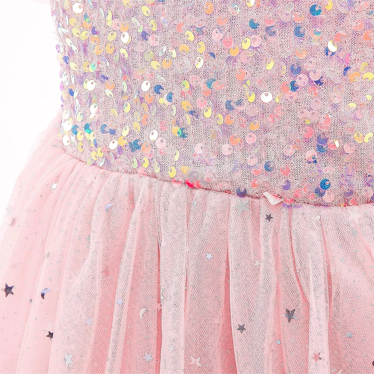 Glamulice Flower Girls Sparkle Tulle Puff Sleeves Vintage Dress Princess Wedding Bridesmaid Party Holiday Dresses