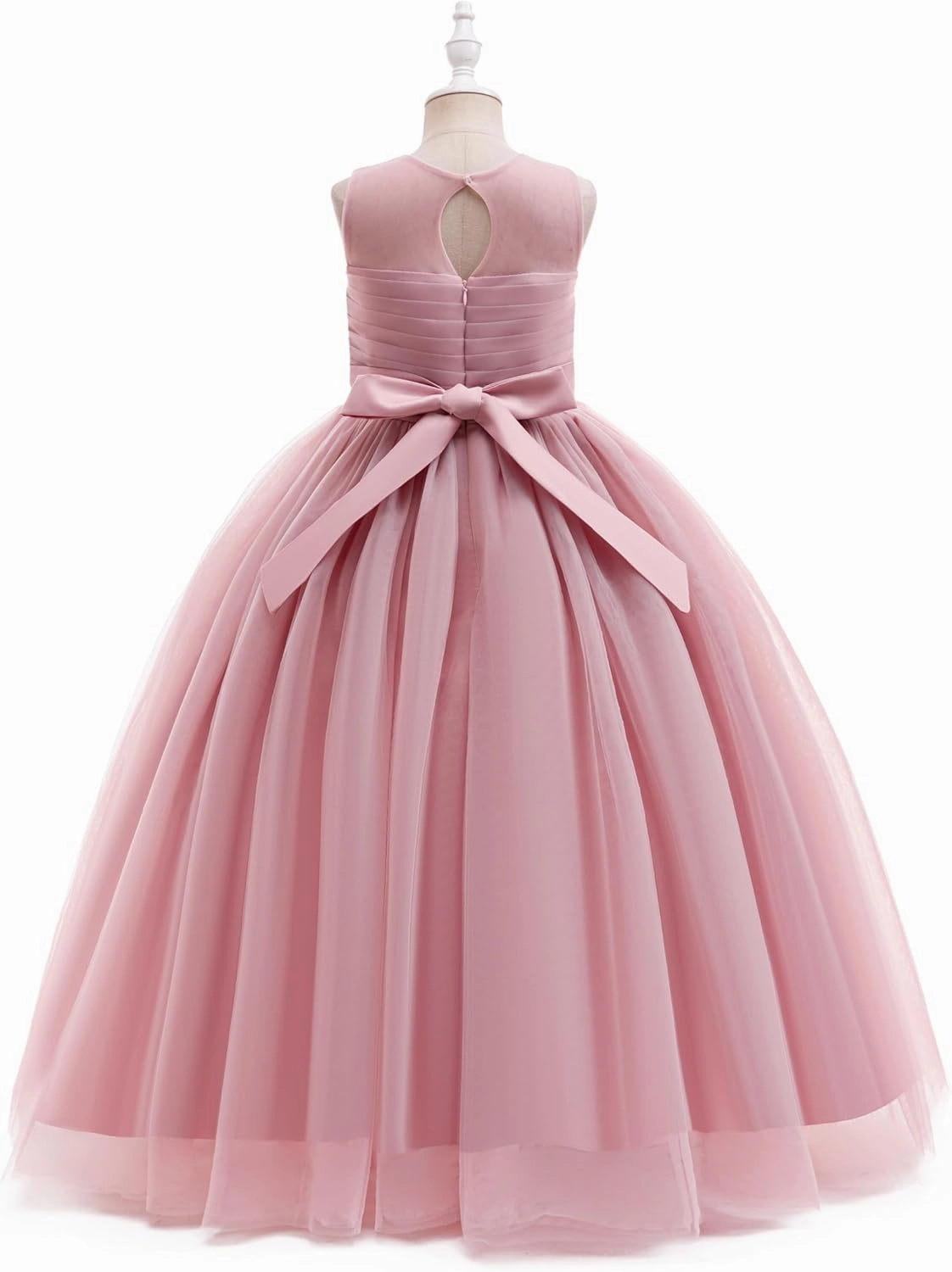 Glamulice Flower Girl Wedding Dress Tulle Long A Line Holiday Birthday Party Ball Gown Girls Formal Pageant Maxi Dresses