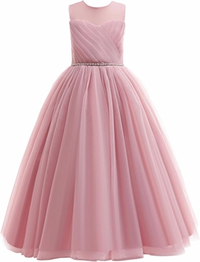 Glamulice Flower Girl Wedding Dress Tulle Long A Line Holiday Birthday Party Ball Gown Girls Formal Pageant Maxi Dresses