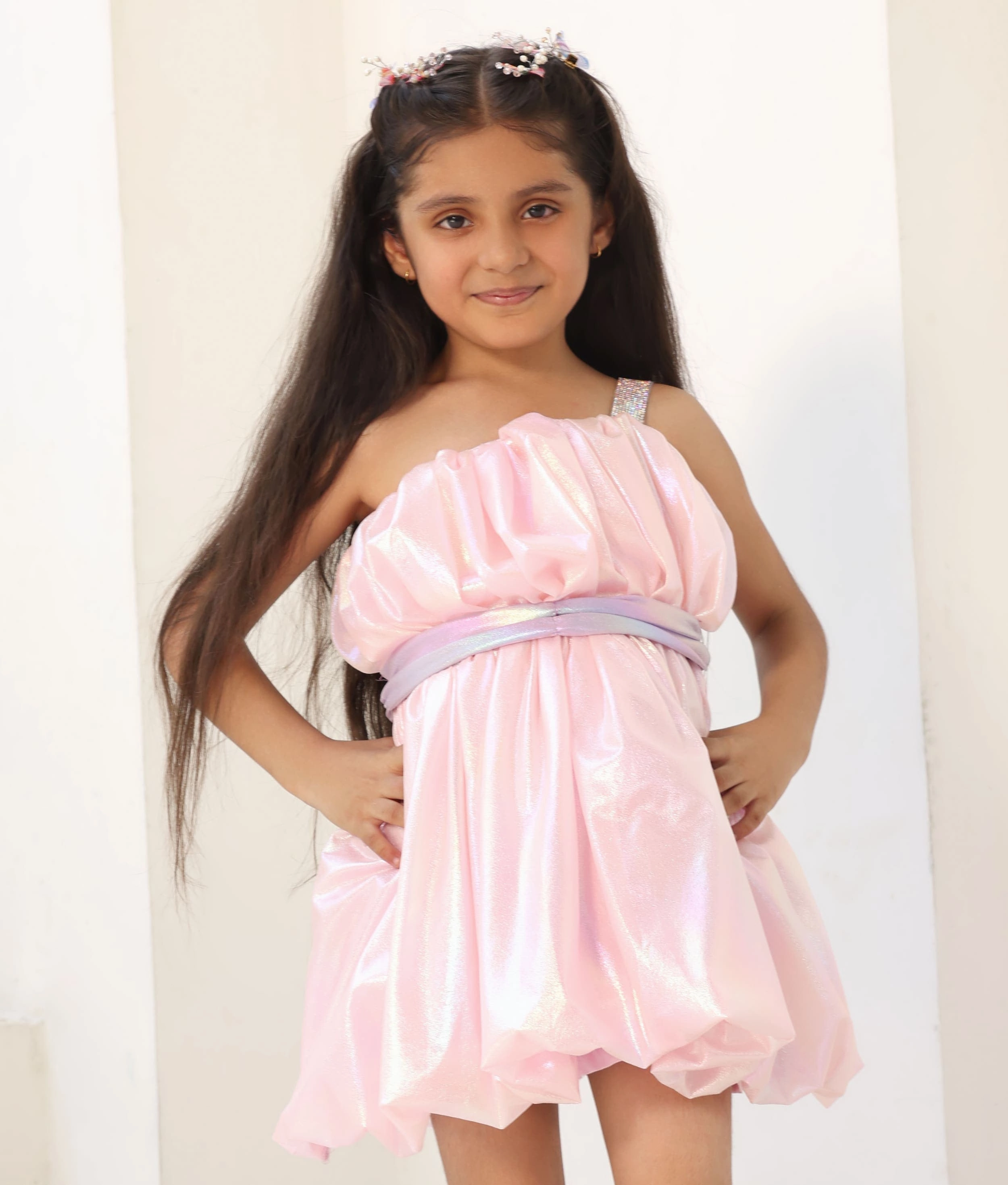 Glimmering Pink & Lilac Frock for Girls
