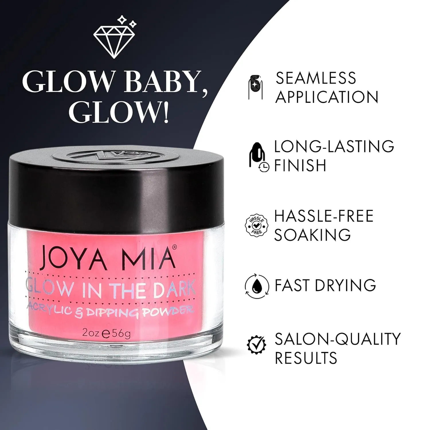 Glow-in-the-Dark Acrylic & Dipping Powder – Premium Nail Powder for Flawless Enhancements, Available in 12 Colors, 2 oz (DPGW-10) – Joya Mia