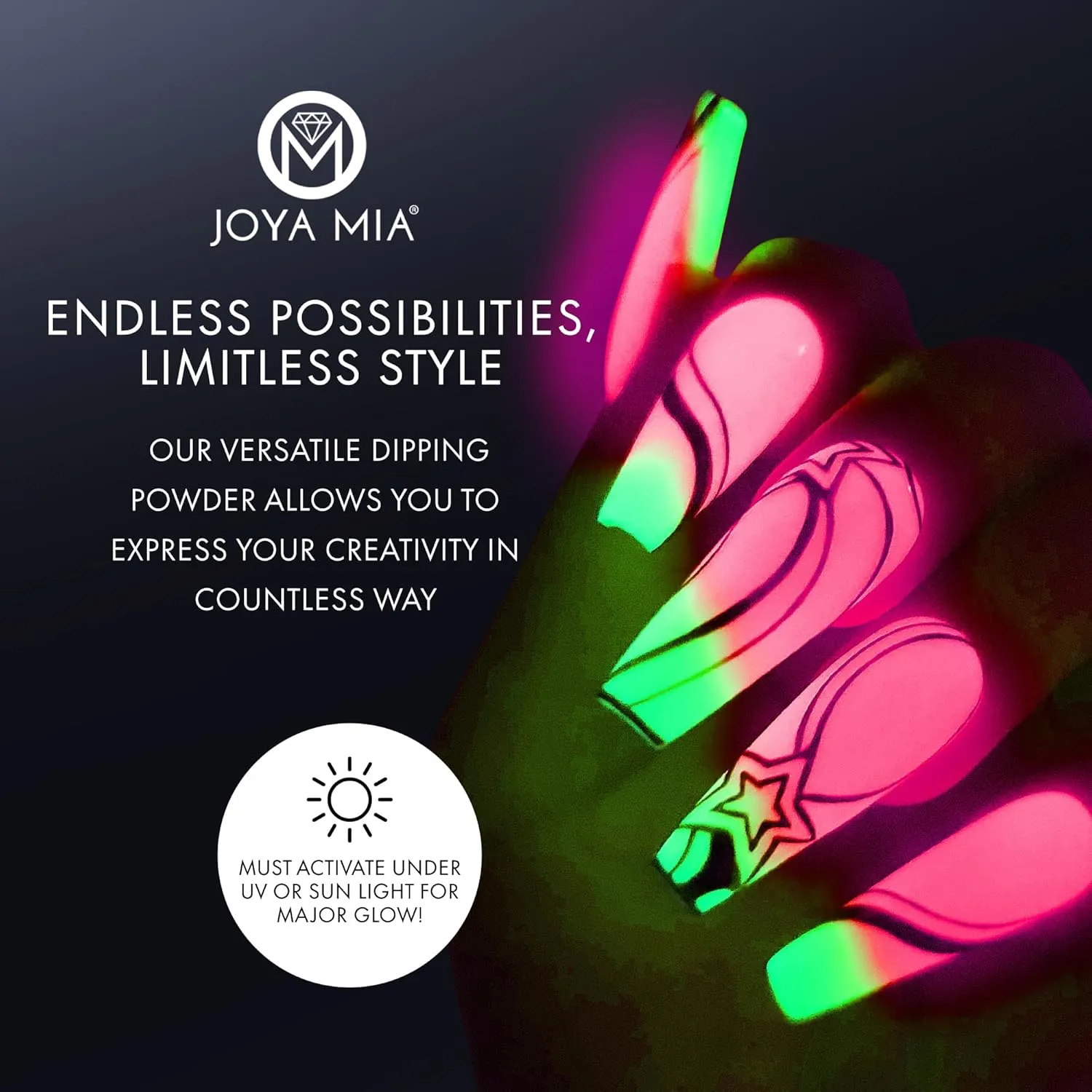 Glow-in-the-Dark Acrylic & Dipping Powder – Premium Nail Powder for Flawless Enhancements, Available in 12 Colors, 2 oz (DPGW-10) – Joya Mia