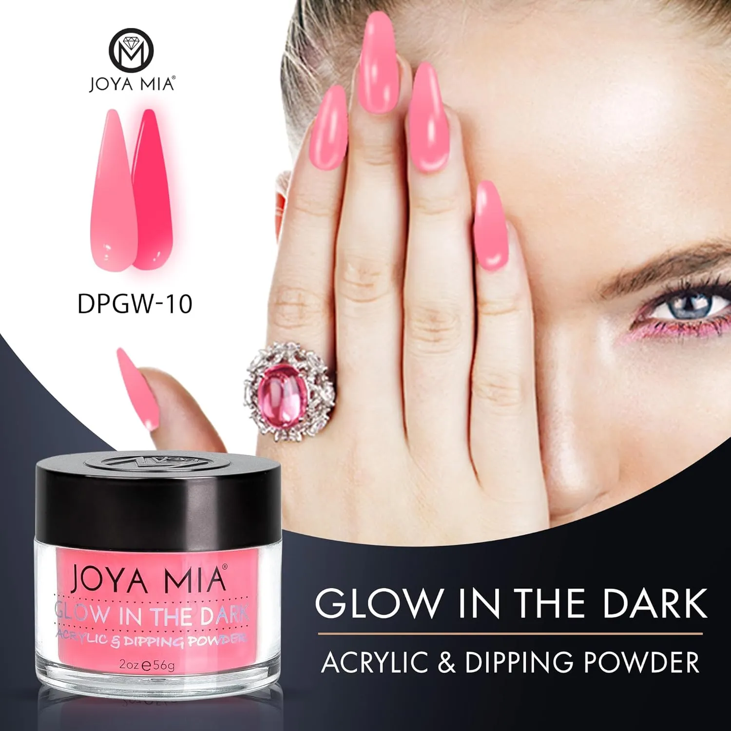 Glow-in-the-Dark Acrylic & Dipping Powder – Premium Nail Powder for Flawless Enhancements, Available in 12 Colors, 2 oz (DPGW-10) – Joya Mia