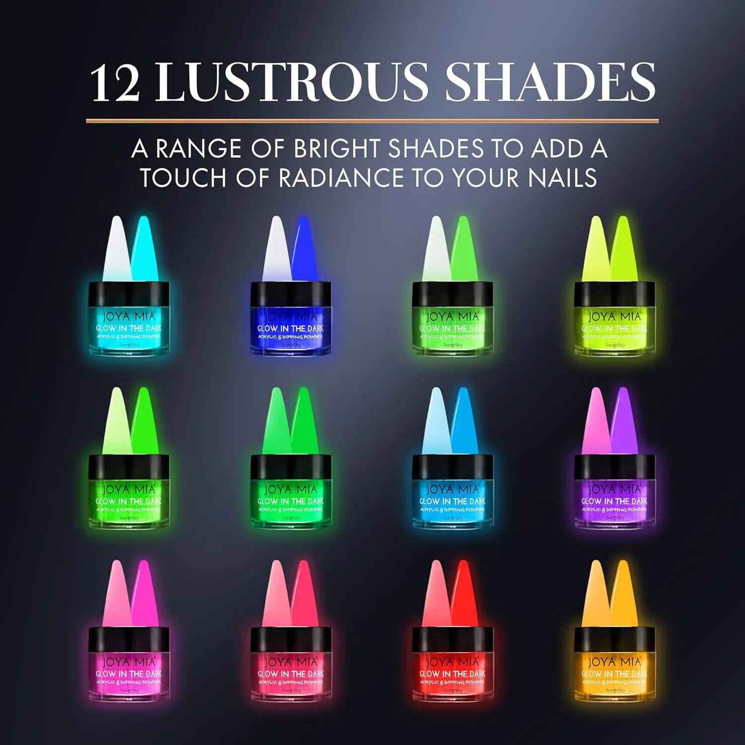 Glow-in-the-Dark Acrylic & Dipping Powder – Premium Nail Powder for Flawless Enhancements, Available in 12 Colors, 2 oz (DPGW-3) – Joya Mia