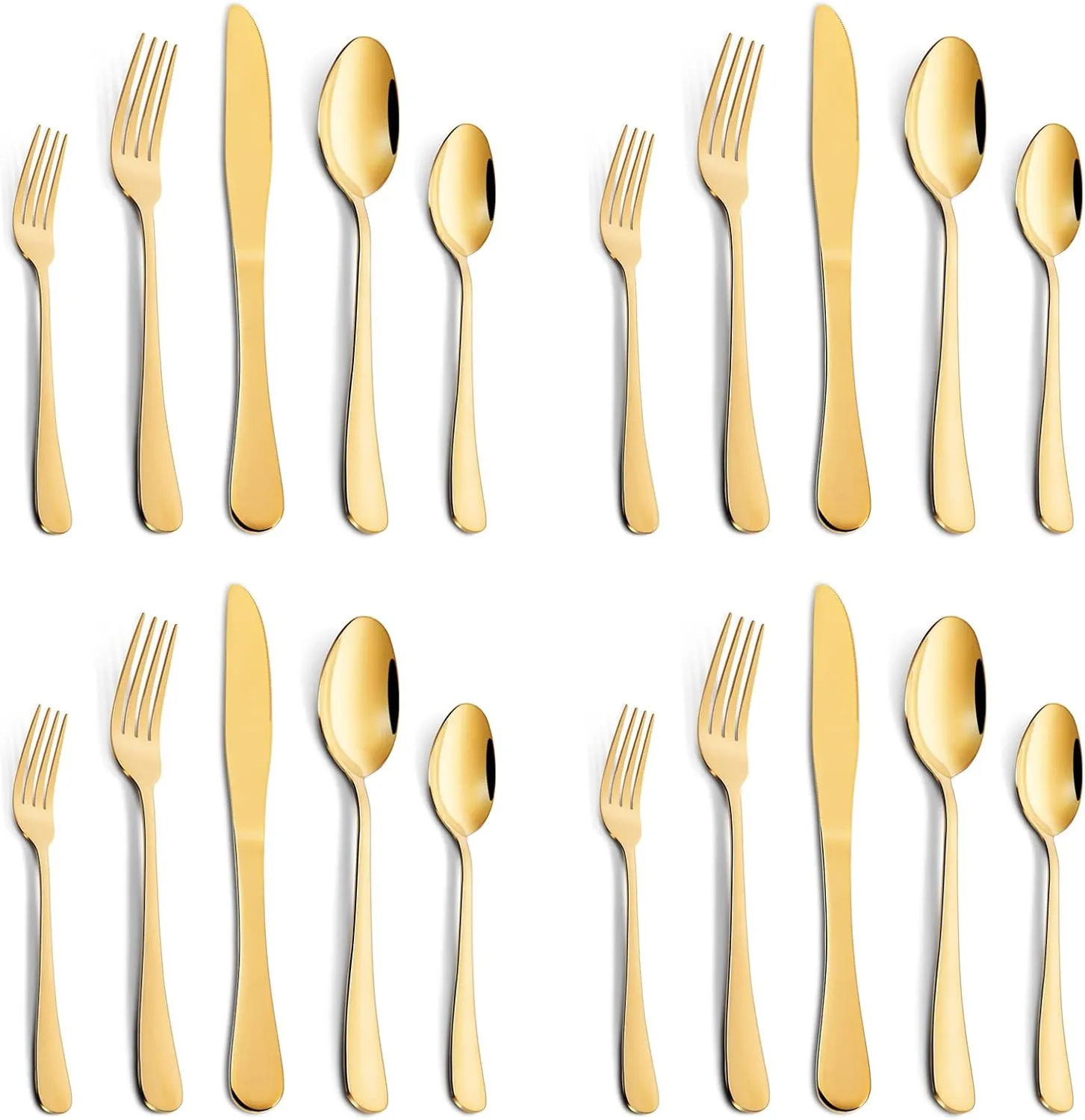 Gold Silverware Set for 12, 60 piece Gold Cutlery Set, Gold Stainless Steel forks Spoons Set, Gold Flatware Set for 12, Golden Kitchen Utensils Set, Home Restaurant Knife Fork Spoon Tableware Set